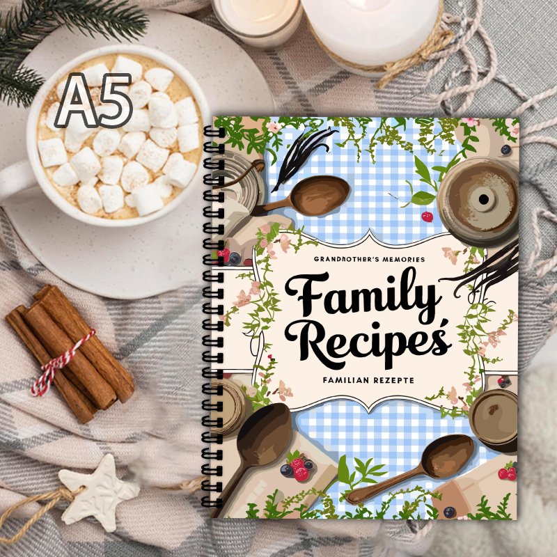 Home Cooking Recipe - Книга рецептов формата А5, синяя сетка,