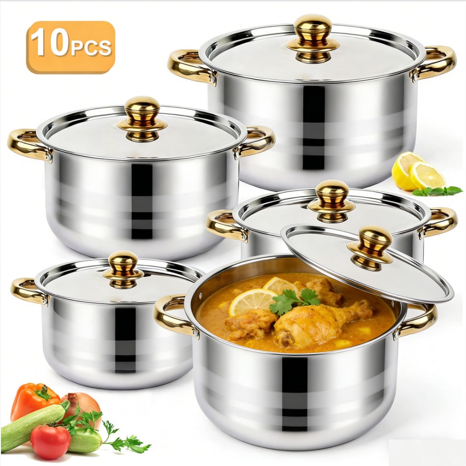 Home Cooking Restaurants - Набор кастрюль из нержавеющей стали: современная