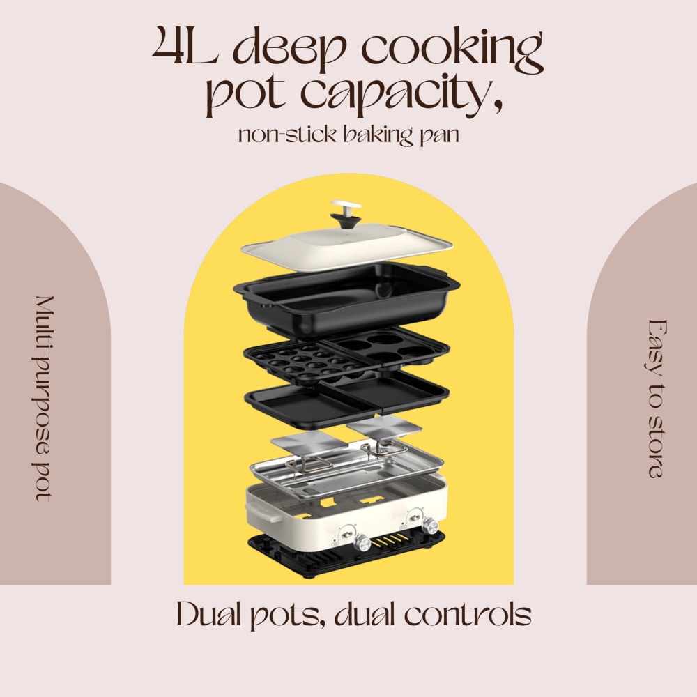 Hot Pot Portable Dual - Многофункциональная бытовая кастрюля, разборная электрическая кастрюля-мультиварка,
