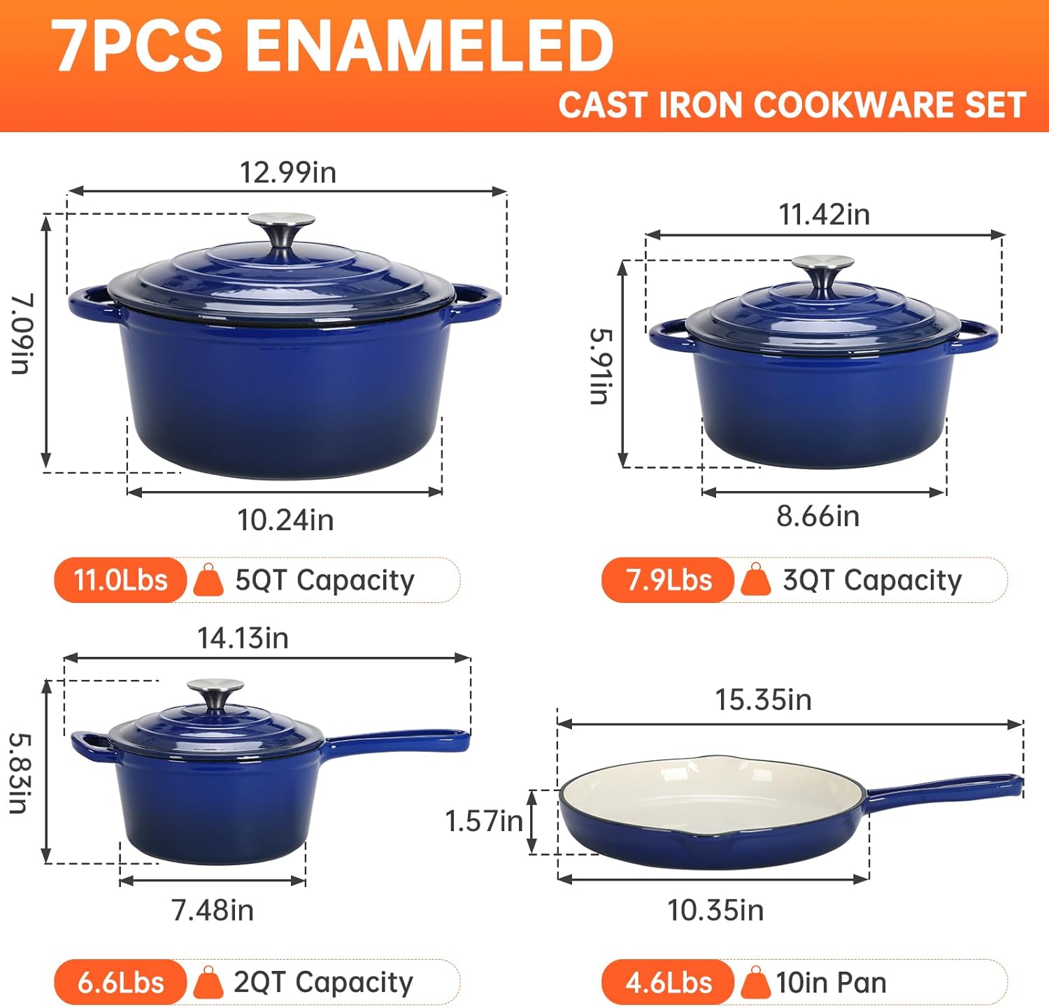 Набор посуды из чугуна с антип – обзор и цена Dutch Oven Enamel